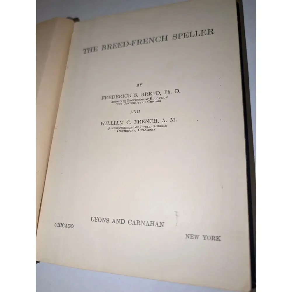 Antique 1927 The Breed-French Speller Complete Course Lyons & Carnahan